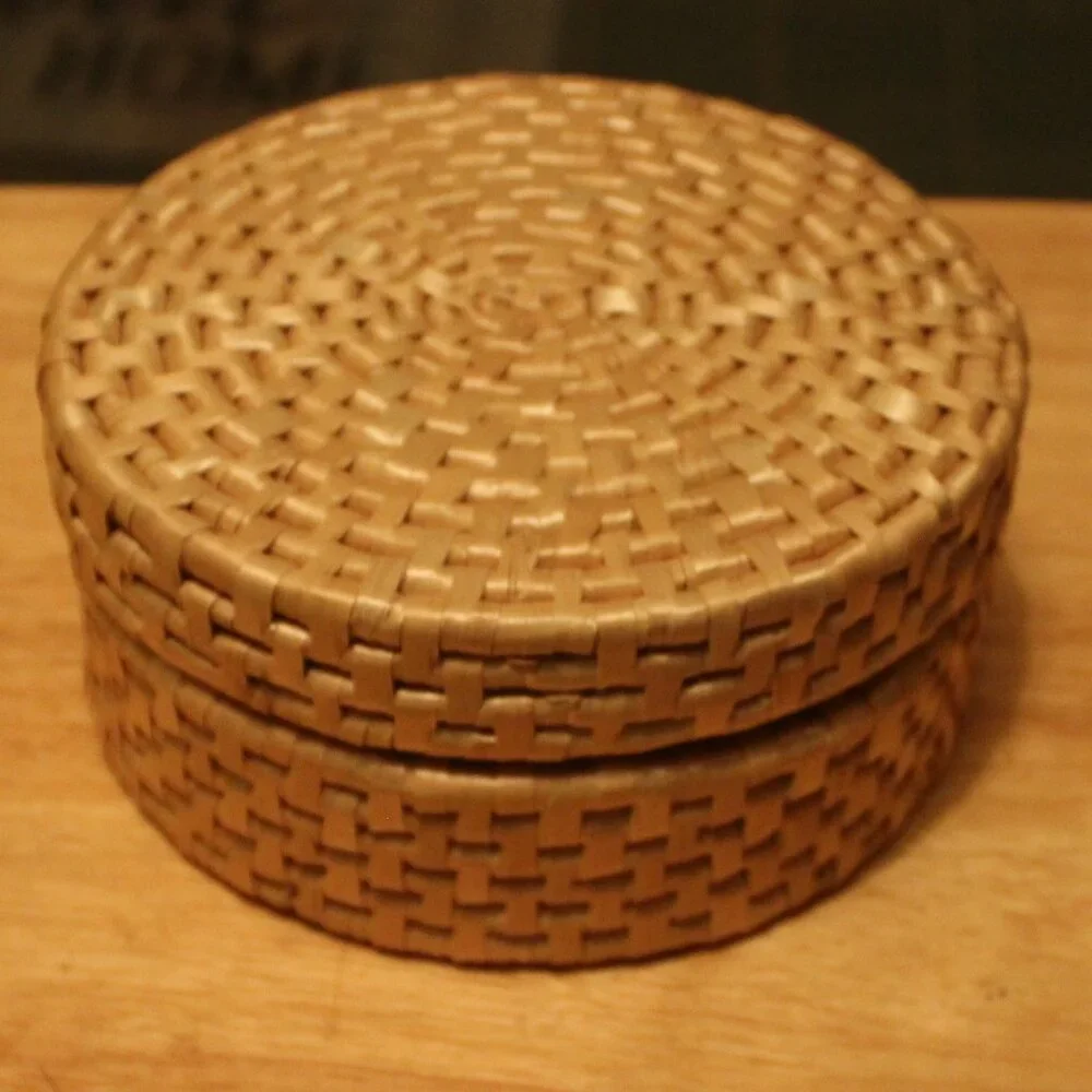 Vintage Rattan Trivet Basket 8 Pc Set